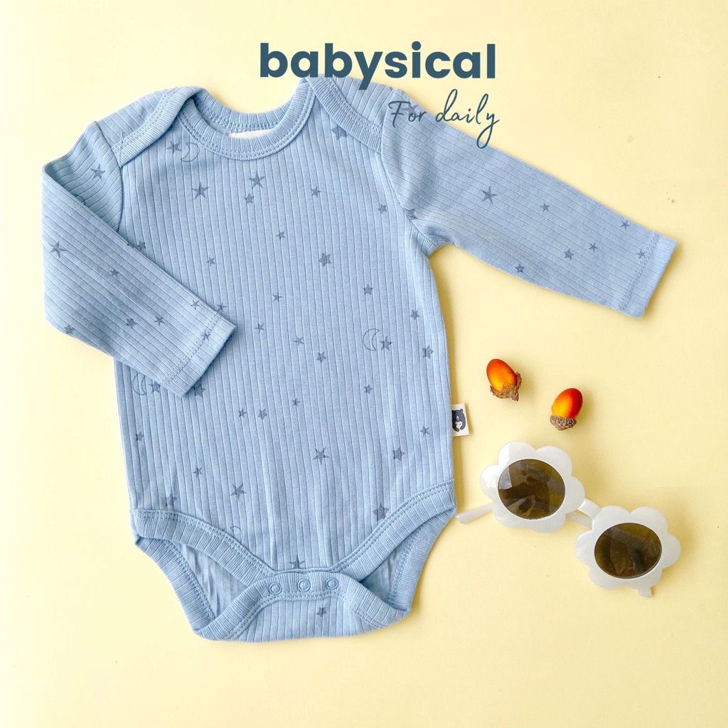Premium Baby Jumper Rabbit and Bear LongSleeve 3-6m Knit Blue Star | Bodysuit Bayi | Romper Bayi