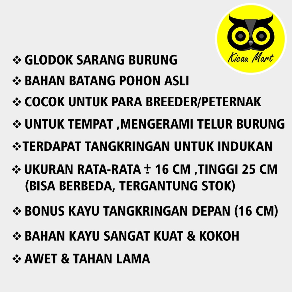 GLODOK TERNAK MURAI BATANG POHON GELODOK GLODOG KAYU SARANG TEMPAT BURUNG KACER CUCAK TELUR GLDM