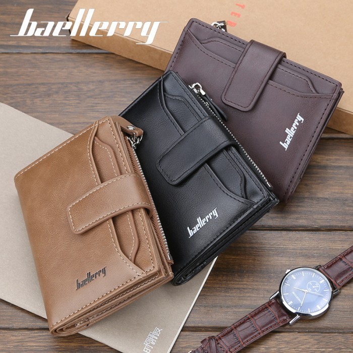 Dompet Pendek Kulit Pria Dompet Lipat Keren Premium Baru 2021 Baellerry D3218 - Hitam