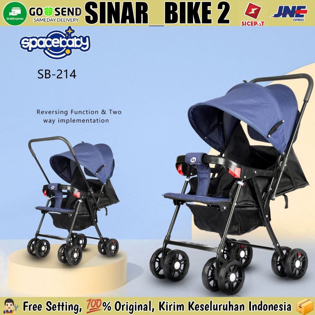 Baby Stroller SPACEBABY SB-214 Bisa Dua Arah &amp; SB-204 Kereta Dorong Anak Bayi Bisa Rebahan