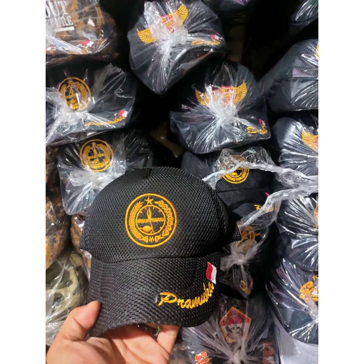 TOPI PRAMUKA SCOUT JARING DOUBLEMESS BORDIR MURAH