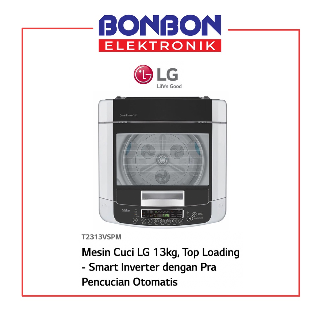 LG Mesin Cuci 1 Tabung 13KG T 2313 VSPM / T2313VSPM / 2313VSPM