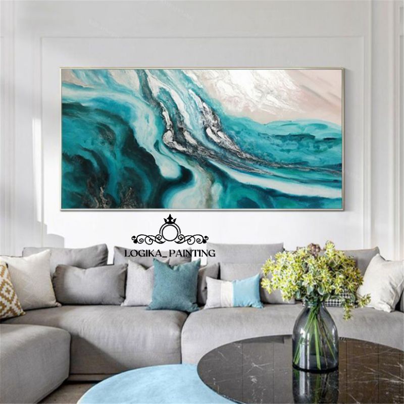 lukisan Dinding ruang tamu abstrak modern art