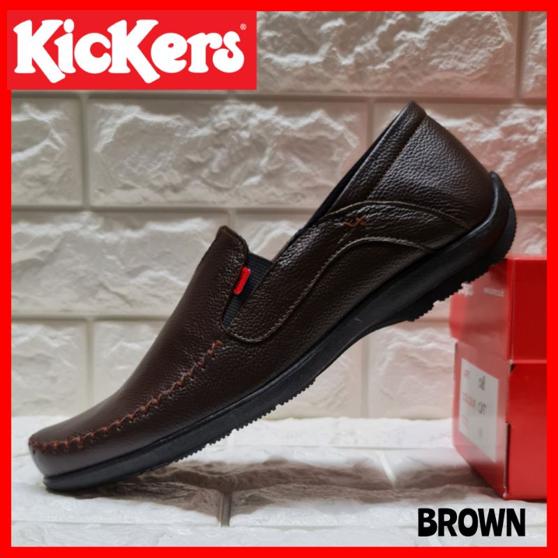 SEPATU KERJA KANTOR PRIA KICKERS ASLI KULIT / SEPATU PANTOFEL SLIP ON FORMAL COWOK / SEPATU MOCCASIN FORMAL / SEPATU WEDDING RESMI BISNIS