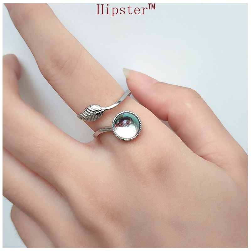 Popular Creative Design Personalized Inlaid round Crystal Leaf Ring