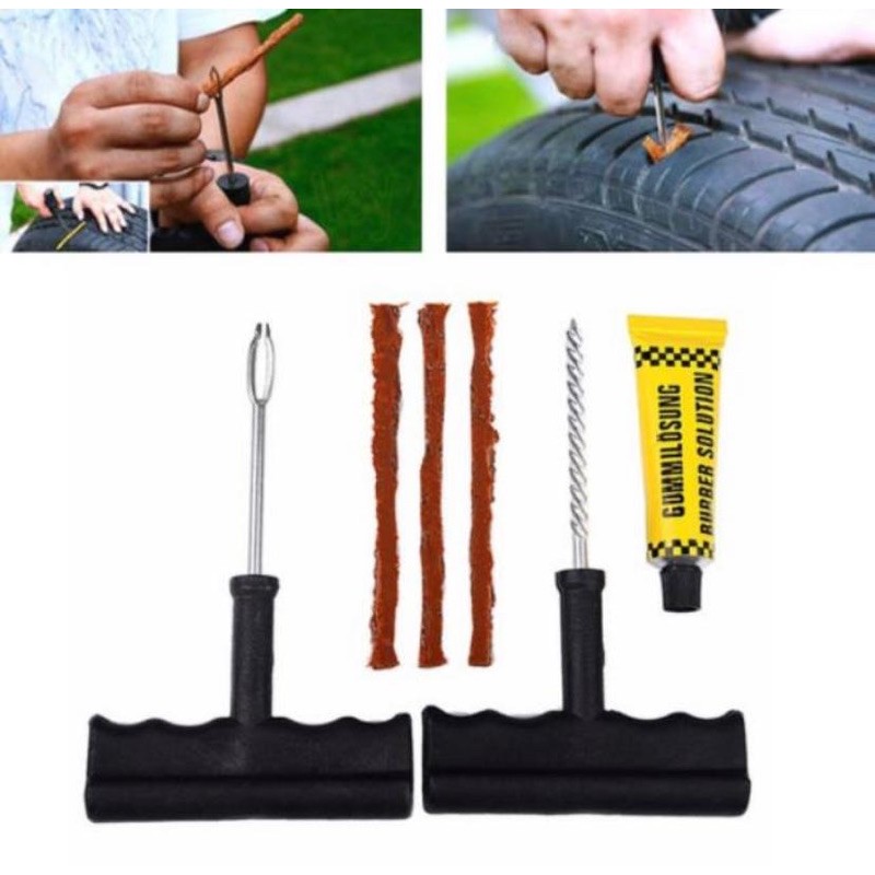 Alat Tambal Ban Tubeless gagang PVC set 6 pcs / Tyre Kit Plastic Handle