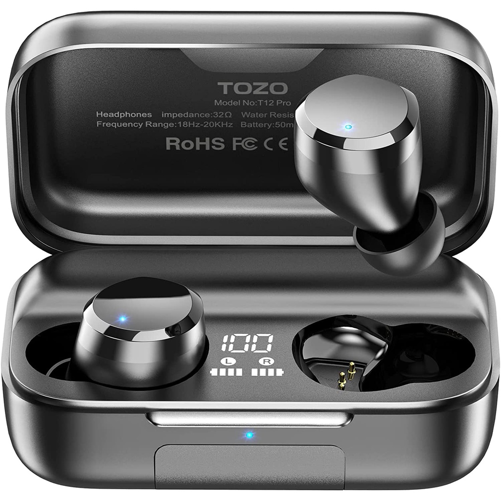 TOZO T12 Pro Qcc 3040 Bluetooth 5.0 True Wireless Earbuds TWS Earphone Wireless Charging IPX8