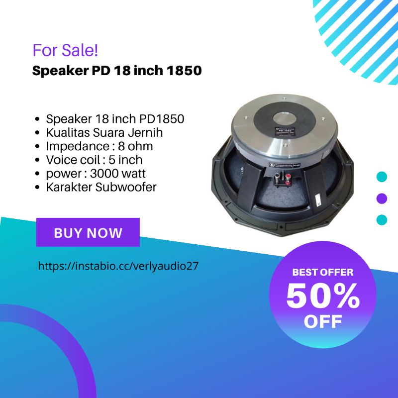 PD 1850 Component Speaker 18 Inch Subwoofer Precision Device Voice Coil 5/3000W Daun Couting Anti Air