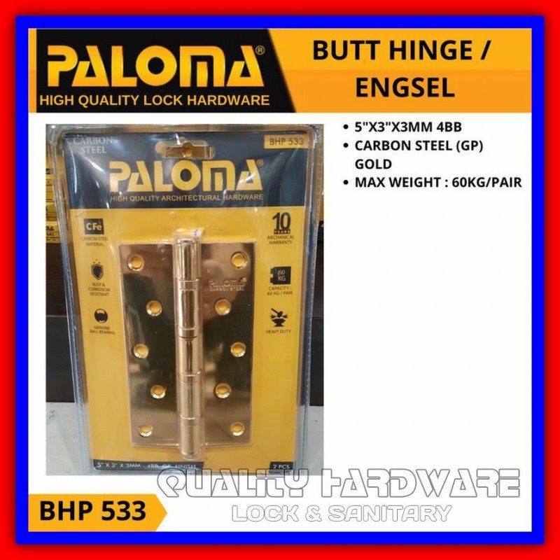 Engsel Pintu Rumah Paloma QHBHP 533 - 5" inch Engsel Pintu Stainless Carbon Steel Murah Kualitas
