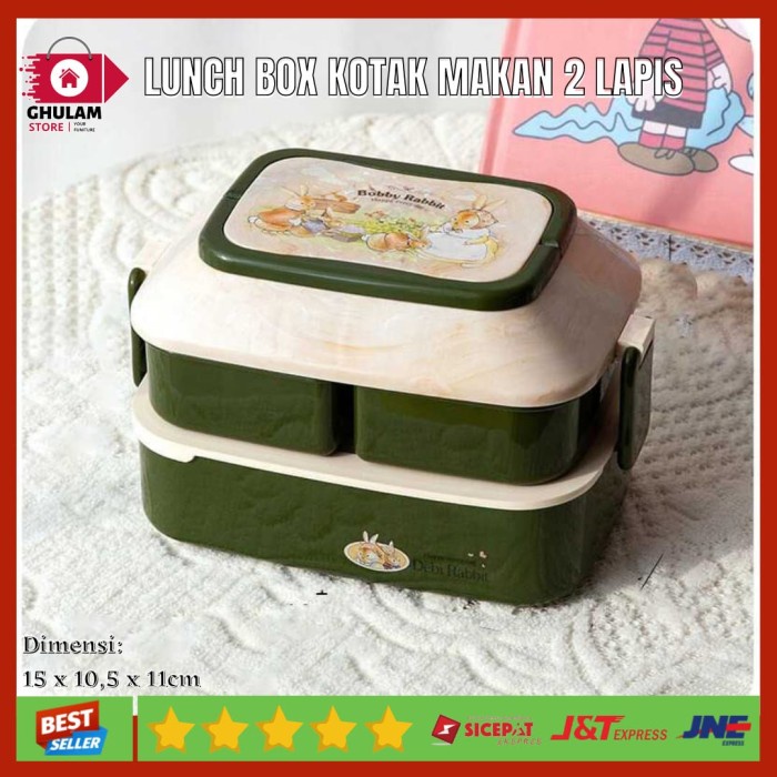 Lunch Box Kotak Makan 2 Layer Healthy Rantang Bento 2Susun Anti Tumpah