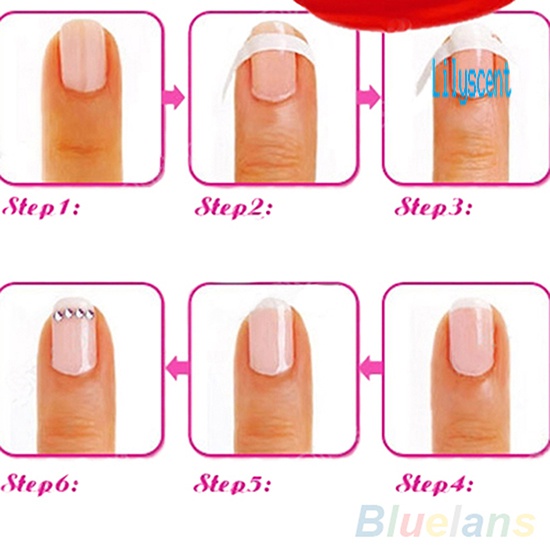 Lily 48Pcs Stiker Stensil Panduan Nail Art French Manicure DIY