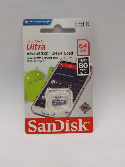 Memory Micro SD Sandisk Ultra 64gb Class 10 Speed 100mbps