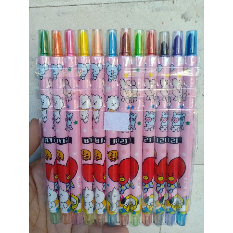 Crayon Putar BT21- Rolling Crayon BT21 KPOP 12 Warna