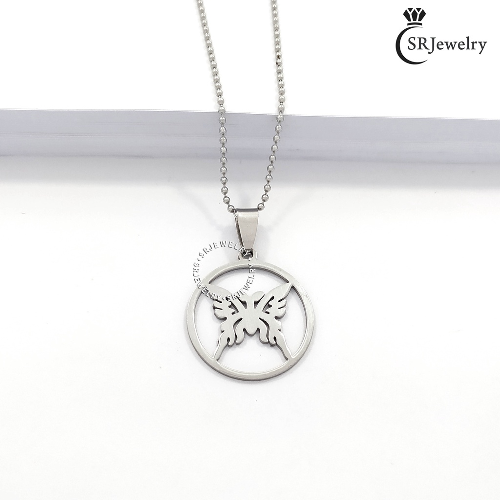 Kalung Wanita Kupu Perak Titanium Butterfly Women Necklace Simple
