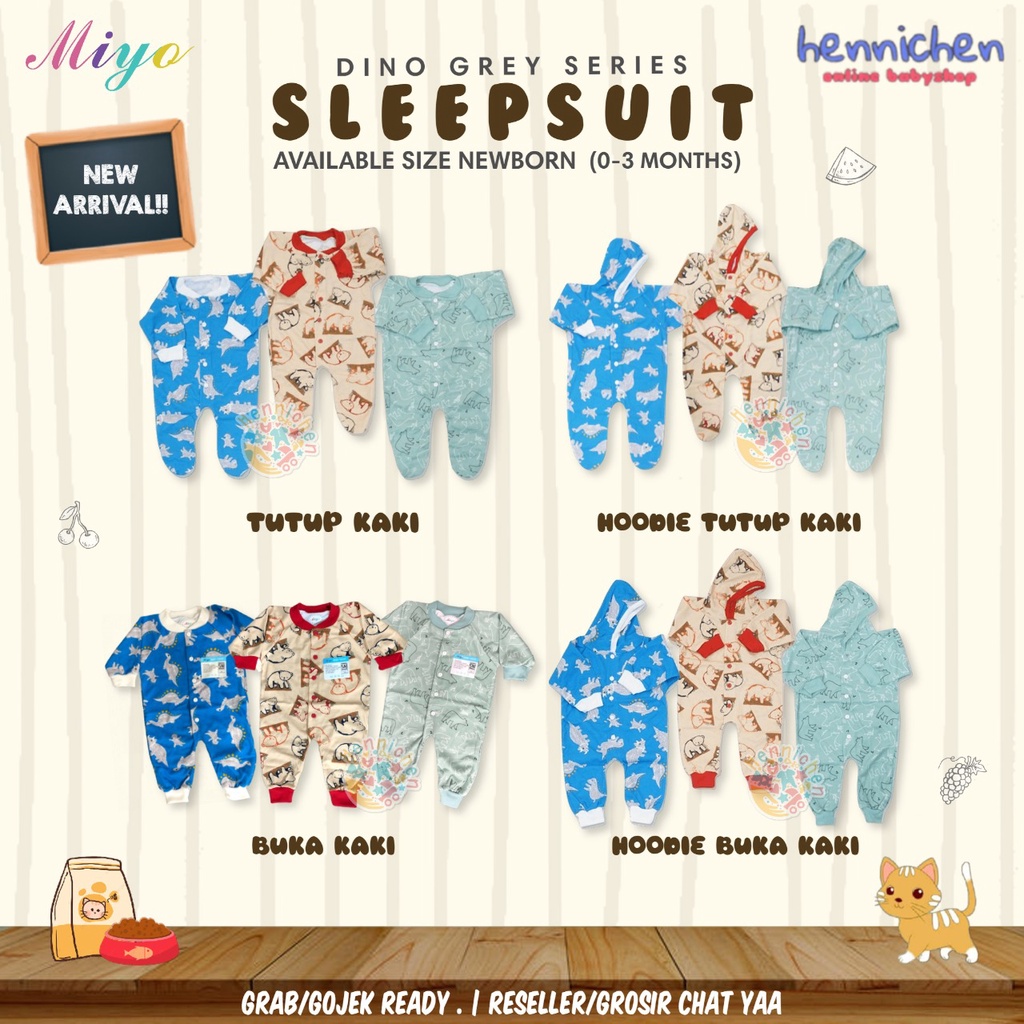 MIYO SLEEPSUIT Jumper miyo PIYAMA by libby  Baju Kodok Panjang Tutup Kaki Bayi PRINT GEORGE MONKEY New Born (0-3M) SNI