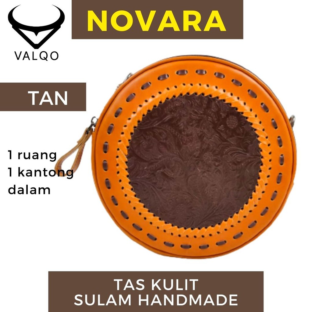 [VALQO] NOVARA Tas kulit Sapi kombinasi Kulit Motif Batik Tas Wanita Tas Tabung Tas Unik Tas Rajut Jahit Tangan