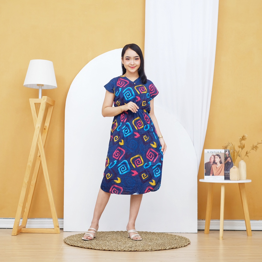 Daster Manohara Non Busui Motif Kekinian-Mano Tulip Navy