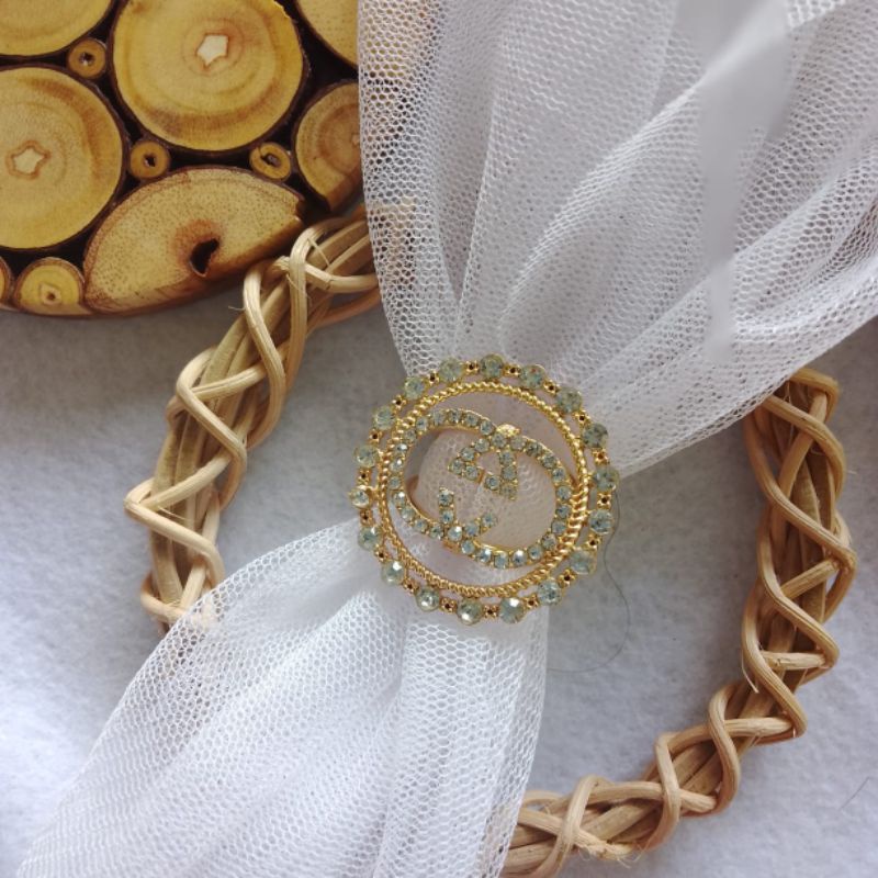 RING / BROS /  CINCIN BENTUK GESPER BERKILAU  BAHAN IMPORT ANTI LUNTUR-Bulat cc