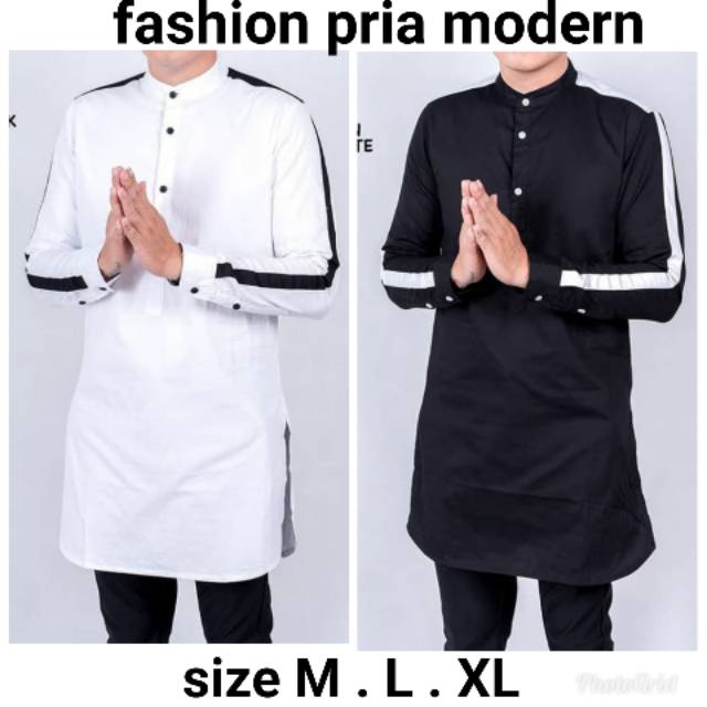 Gamis Pakistan Pria  Slimfit Navy Maroon Putih Polos hitam 