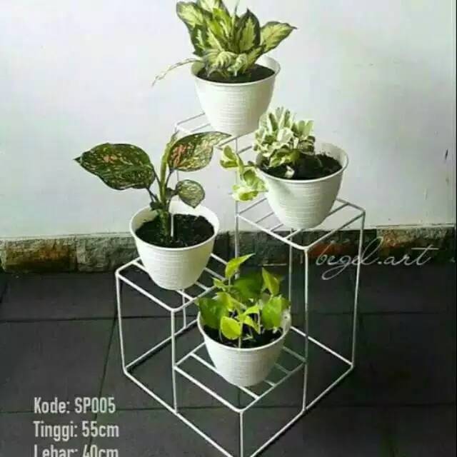 Rak Pot bunga besi Rak hias standing pot bunga 4 susun