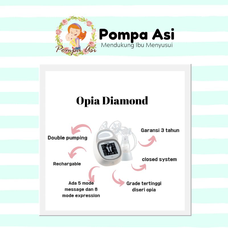 Opia Diamond Breastpump Electric Pompa Asi Elektrik Alat Perlengkapan Air Susu Ibu Untuk Bayi By Mallpompaasi