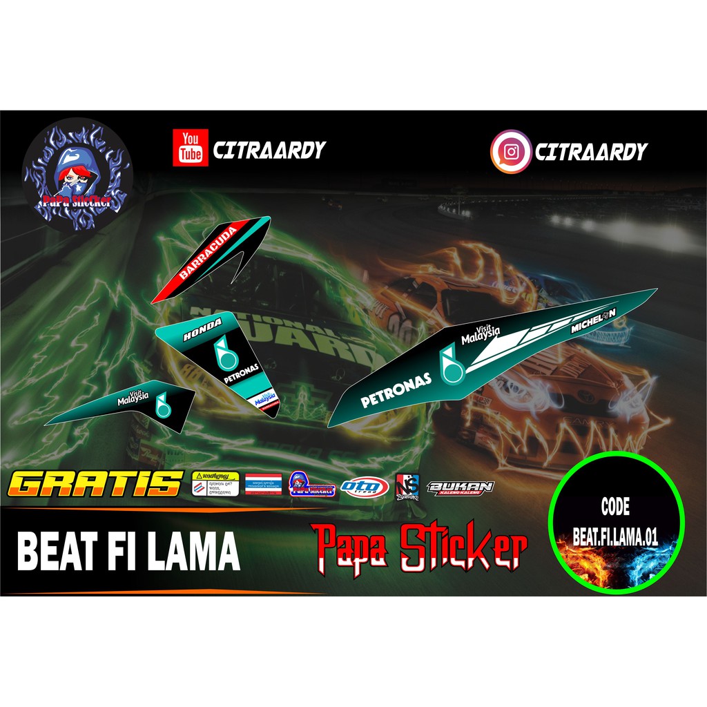 Striping Beat Fi LAMA PETRONAS 2013 2014 2015 Variasi Sticker Stiker Skotlet Lis List PETRONAS