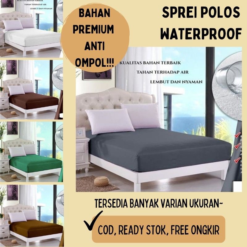 Sprei Waterproof Anti Air Ompol Polos Bahan Katun Bahan Premium Berkualitas All Varian Part 3