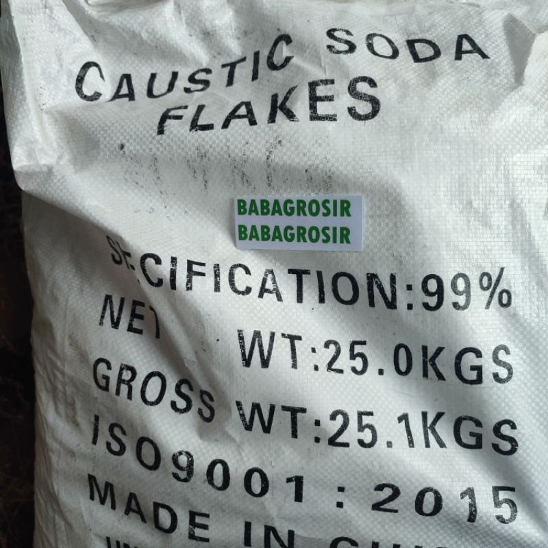 Soda Api isi 25kg CAUSTIC SODA FLAKES 1 Ball 1 Karung