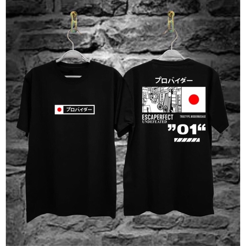 BAJU KAOS T SHIRT DISTRO PRIA WANITA GAMBAR TULISAN BELAKANG JEPANG JAPAN ESCAPERFECT UNDEFEATED ORI