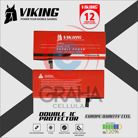 BATERAI / BATTERY / BATRE IP 6S VIKING DOUBLE POWER