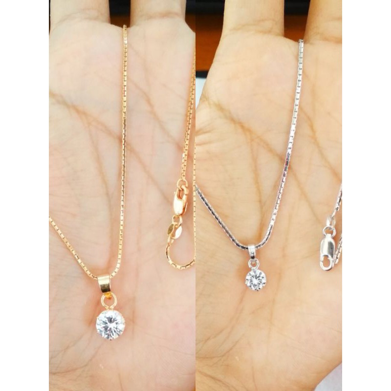 Kalung Itali Santa + Liontin Desi, Perak Asli 925