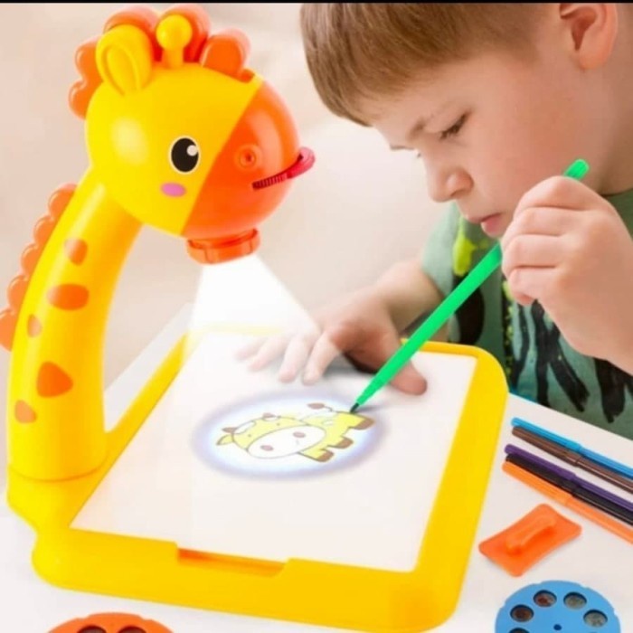 GGbell Meja Bermain Anak LED Projector Art Drawing Board