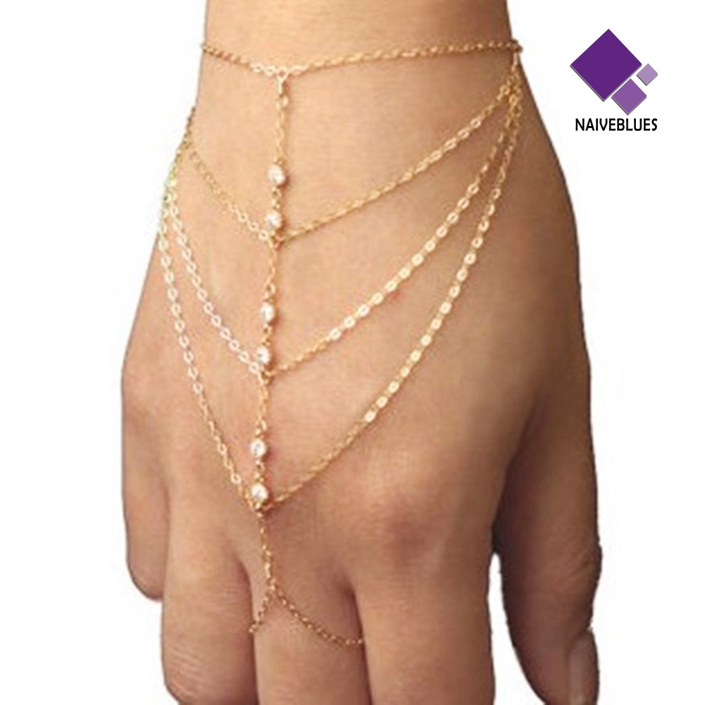 Naiveblue &gt; Gelang Tangan Sambung Cincin Aksen Rantai Untuk Perhiasan Wanita / Pantai / Dance