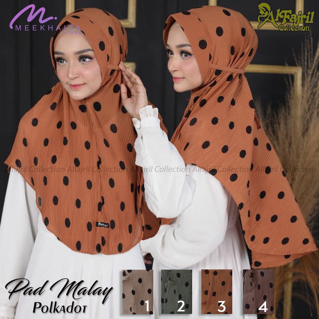 KHIMAR PAD PLISKET MOTIF ORIGINAL ALFAJRIL BAHAN CERUTY PLISKET / HIJAB INSTAN PAD MALAY TALI PLISLE