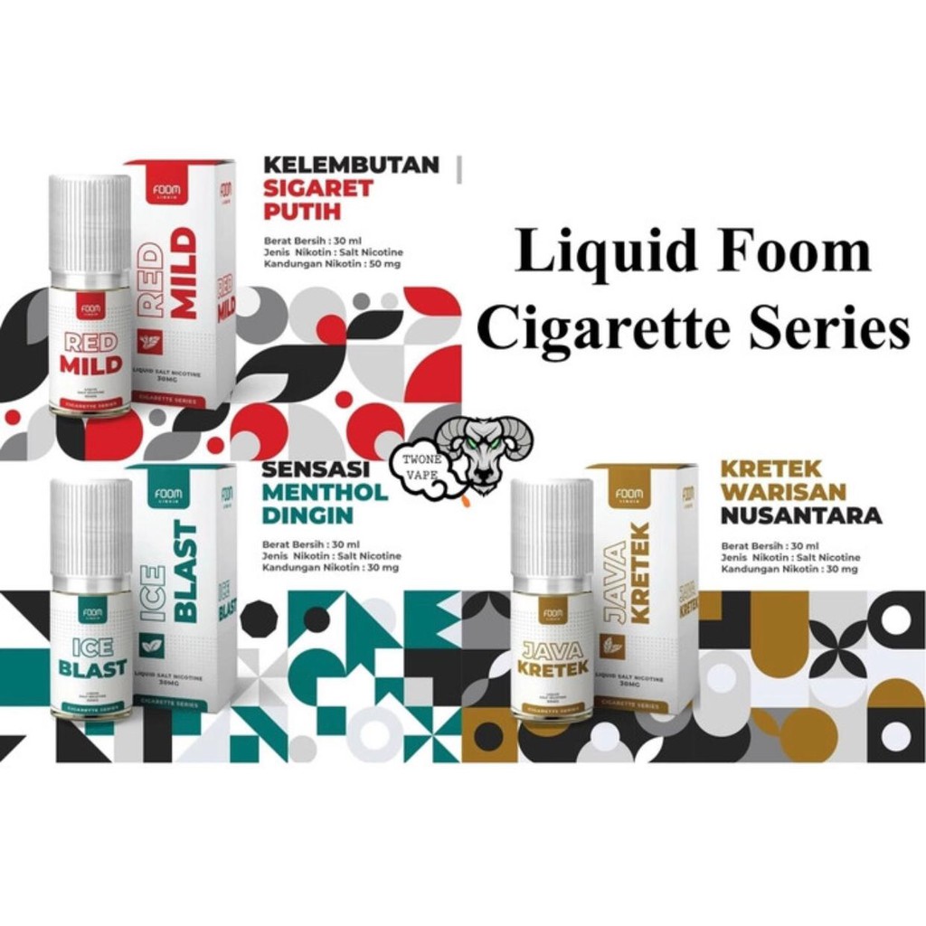 Liquid Foom Cigarette Series | Foom Red Mild | Foom Ice Blast | Foom Java Kretek | Foom Salt