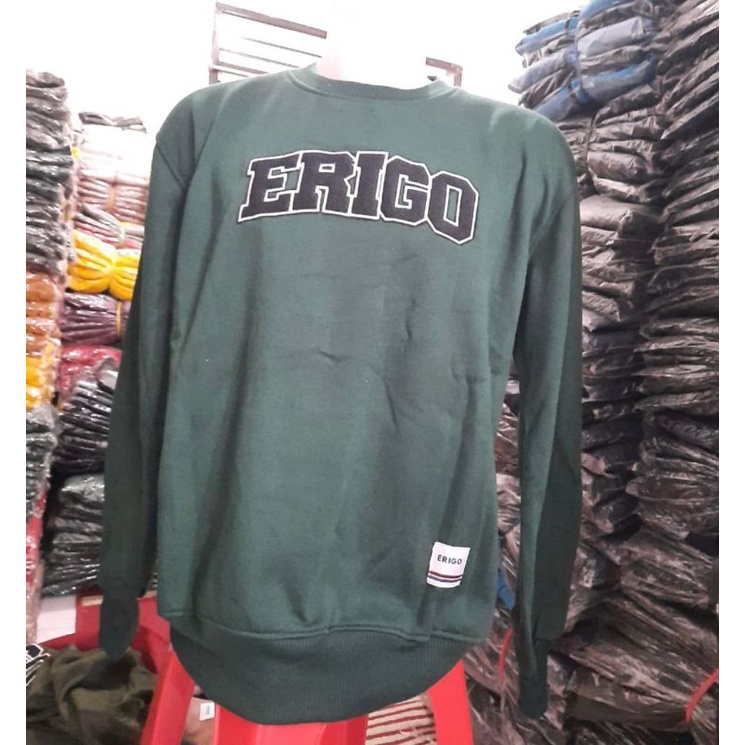 SWEATER CREWNECK DISTRO HIJAU BOTOL/ARMY MURAH TERBARU (BISA COD)