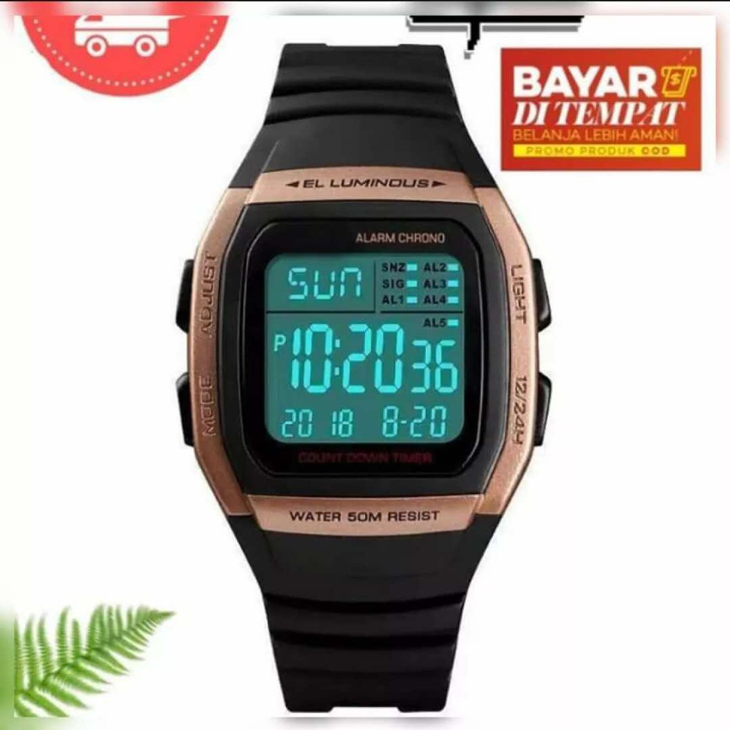 Jam Tangan Wanita Sporty Digital Strap Rubber Case Kotak QQ-145