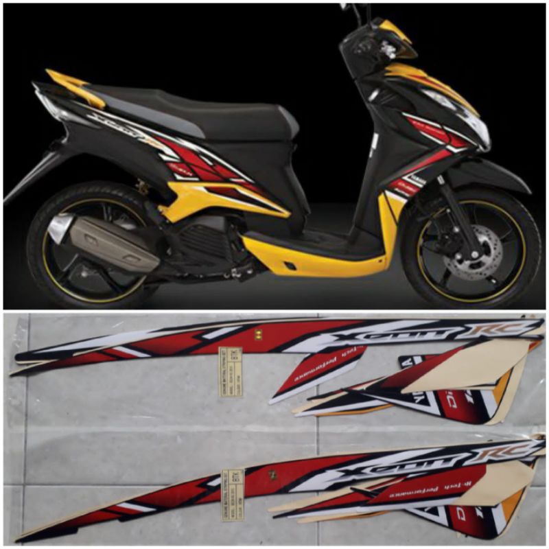 STIKER STRIPING LIS BODY YAMAHA XEON RC 125 2013 HITAM KUNING