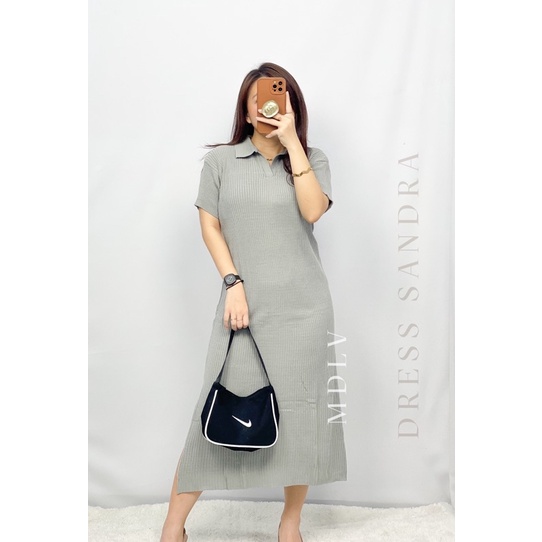 MDLV ~ Dress Sandra Rajut Cream Dress Kemeja Rajut Fashion Wanita