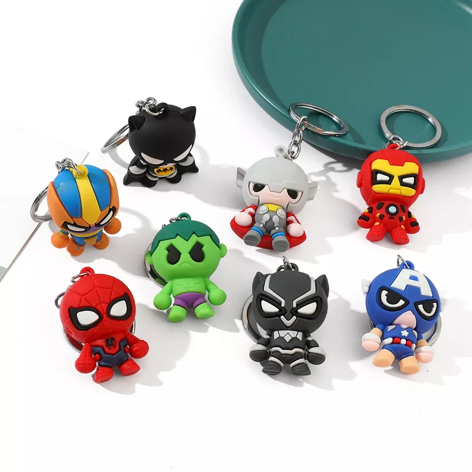 GANTUNGAN KUNCI MARVEL AVENGER // Ganci Karakter Spiderman Iron Man Captain America Batman Black Panther Thanos Unik Lucu | Gantungan tas | Souvenir Murah | Keychain | COD