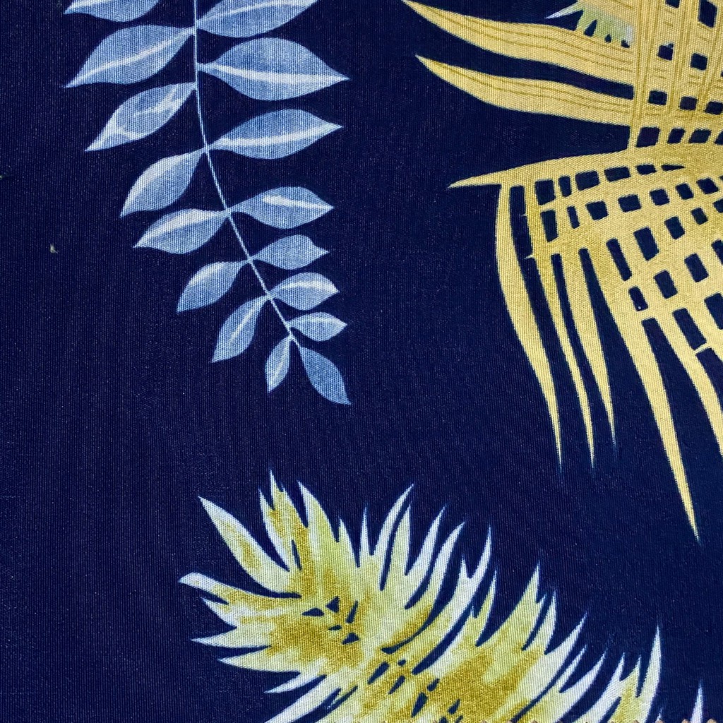 [ 𝐂𝐫𝐨𝐜𝐮𝐬 ] Kemeja wanita retro korea Face mix Wolfis-Leafy PJG -NAVY BLUE