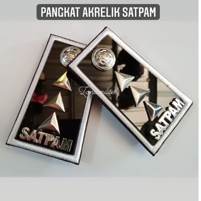 Pangkat PDH Satpam/security/Pangkat satpam akrelik GADA PRATAMA segitiga PUTIH TIGA
