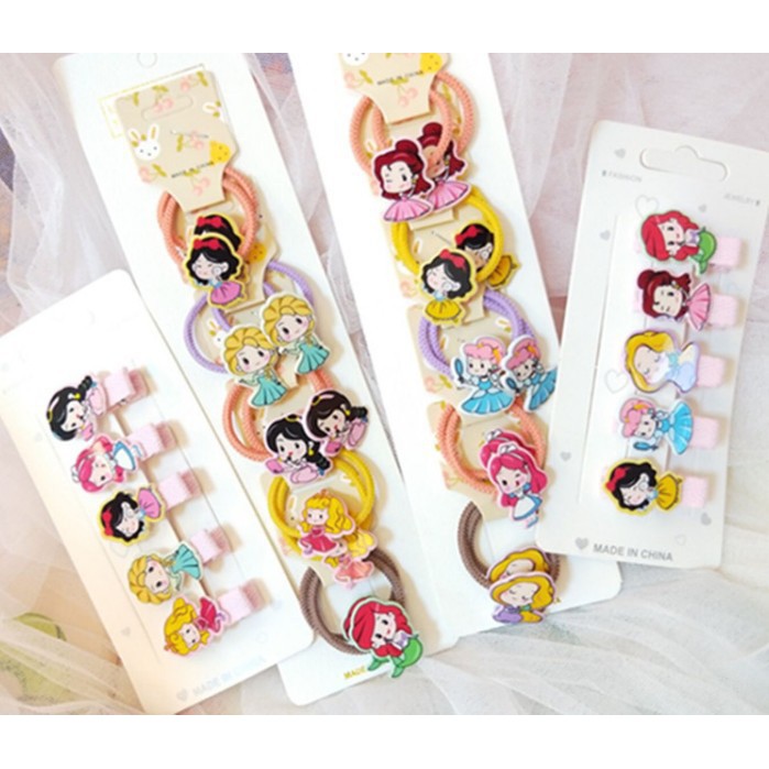 Ikat Karet Rambut Anak Disney Korea styel Motif Princess Elsa Frozen/Mermaid/Aurora/Snow White