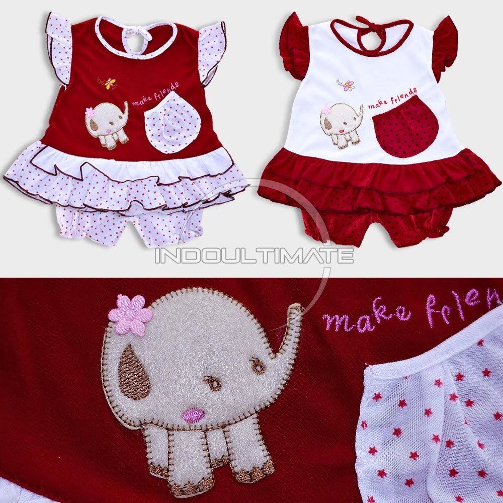 Setelan Baju Bayi Perempuan Baru Lahir Newborn Murah Dress Baju Bayi 0-6 Bulan Set Celana BCS-084