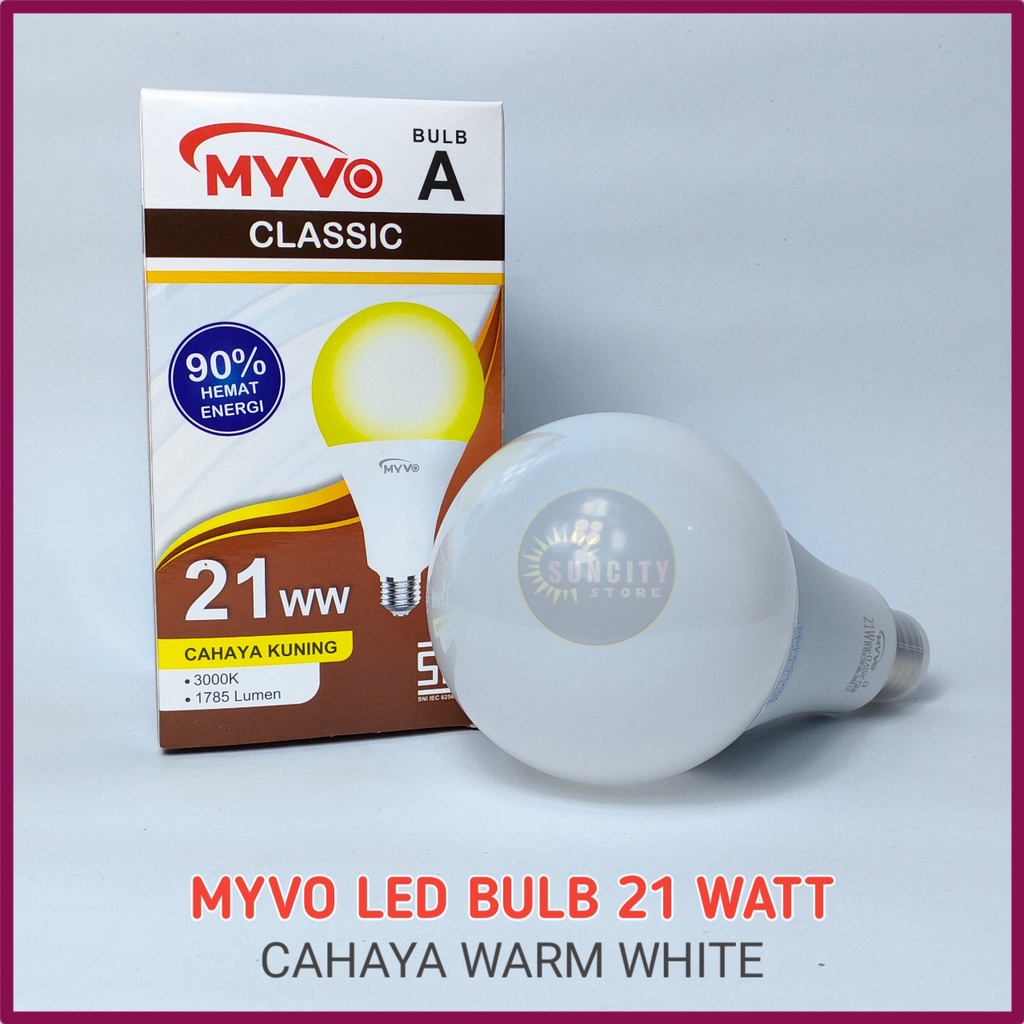 Myvo Lampu LED Bulb Classic 21 Watt - Cahaya Kuning (Warm White)