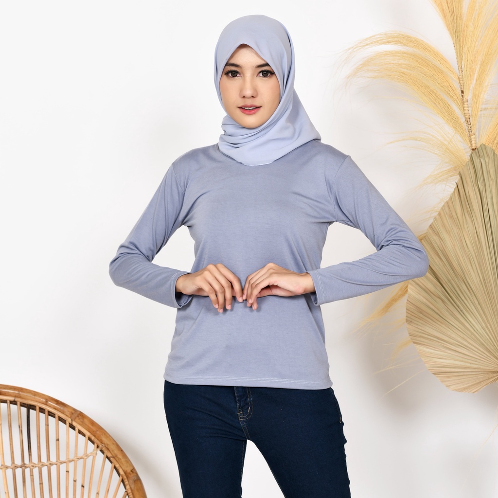 kaos o-neck lengan panjang wanita