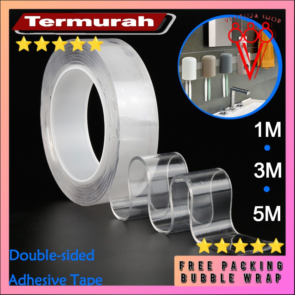 

Double Tip / Doble Tip / Double Tape Super Kuat / Double Tape Bening Perekat Transparent No Trace Washable Sticker - J007