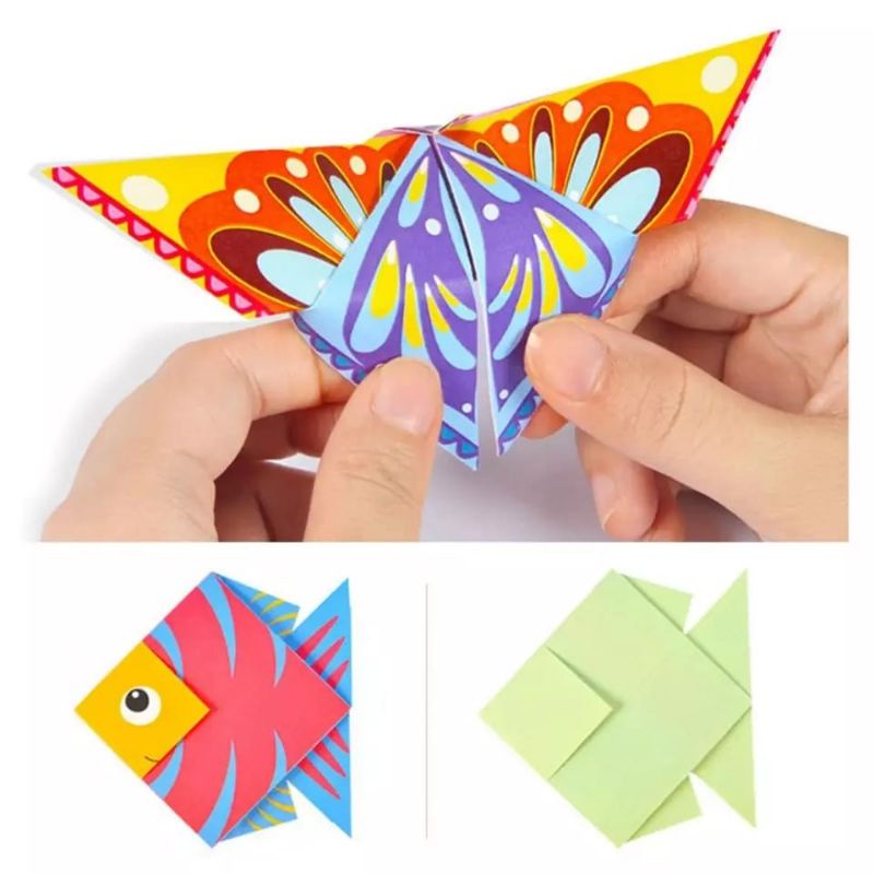 mrcaisen ORIGAMI 3D permainan mainan kertas lipat 3d kertas origami warna origami hewan O005