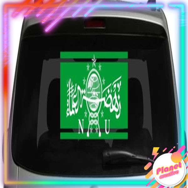 Stiker Cutting Sticker Kaca Mobil Logo NU + Garis Hijau
