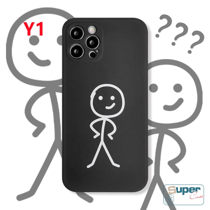 Infinix Hot 9 12 10 11 Play 12pro Smart 4 5 6 Plus Hot 11s 9 10t 10s 12i 20 20s 12 11 8 10Lite Note 12 2023 11 12 G96 8 Couple Soft Tpu Cartoon Matchstick Man Straight Edge Cover